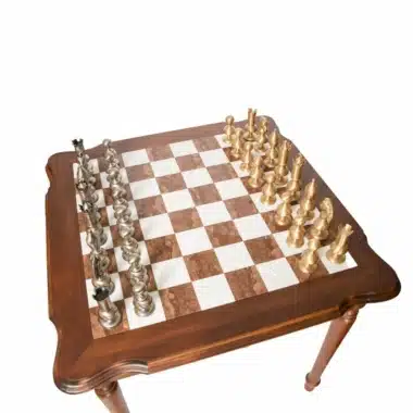 Alternative view of Set Giant Oriental Luxe II Schaaktafel in Hout, Toscaans Albast en Carrara Marmer & Schaakspel in Massief Hout en Massief Messing