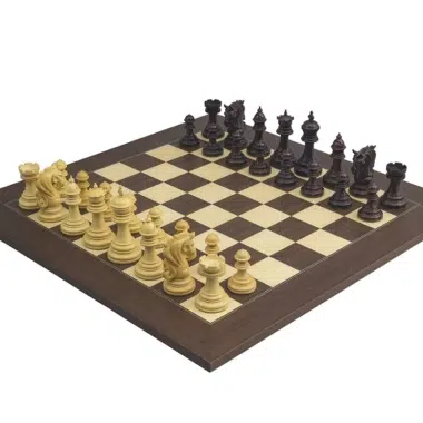 Ensemble Porte du Roi Echiquier en Bois d'Erable & Jeu d'Echecs en Bois de Rose