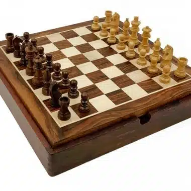 Alternative view of Magnetisch Reisschaakspel met Opbergvak in Hout - Schaken/Backgammon en Dammen