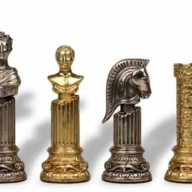 Détail des pièces Empire Romain VIII dorées et argentées, roi, dame, cavalier, tour