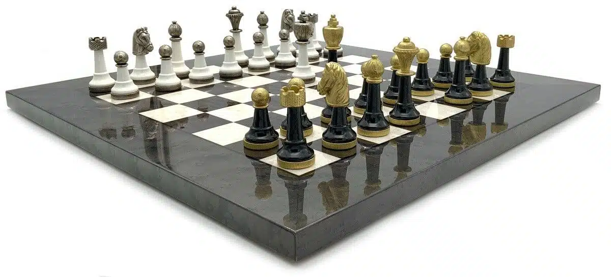 Staunton Design III Set - Schaakbord van Esdoornhout en Heidehout en Schaakspel van Metaal en Hout - Afbeelding 3