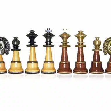 Jeu d'Echecs en Bois et Laiton Massif