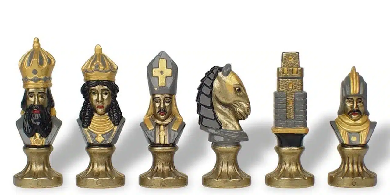Handgeschilderd metalen schaakspel Medieval II - Afbeelding 3