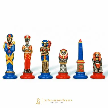 Schaakspel in Metaal, Met de Hand Geschilderd "Egypte"