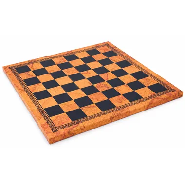 Schaakbord van kunstleer Wereldkaart, diagonaal totaalbeeld
