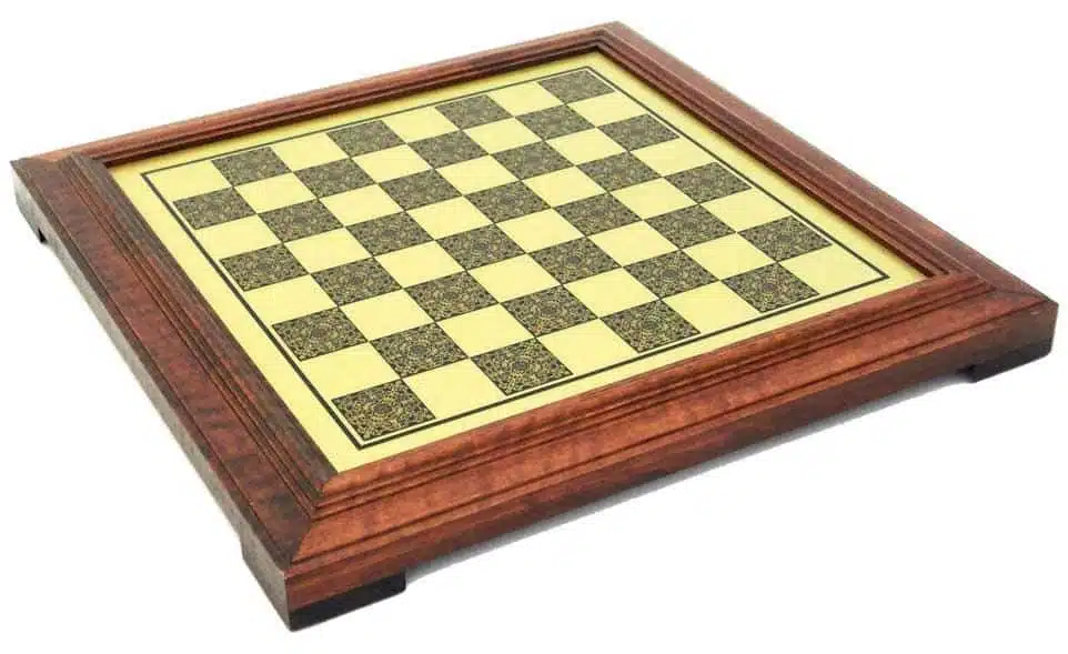 Schaakbord op Voet in Massief Hout met Messingeffect - Afbeelding 2