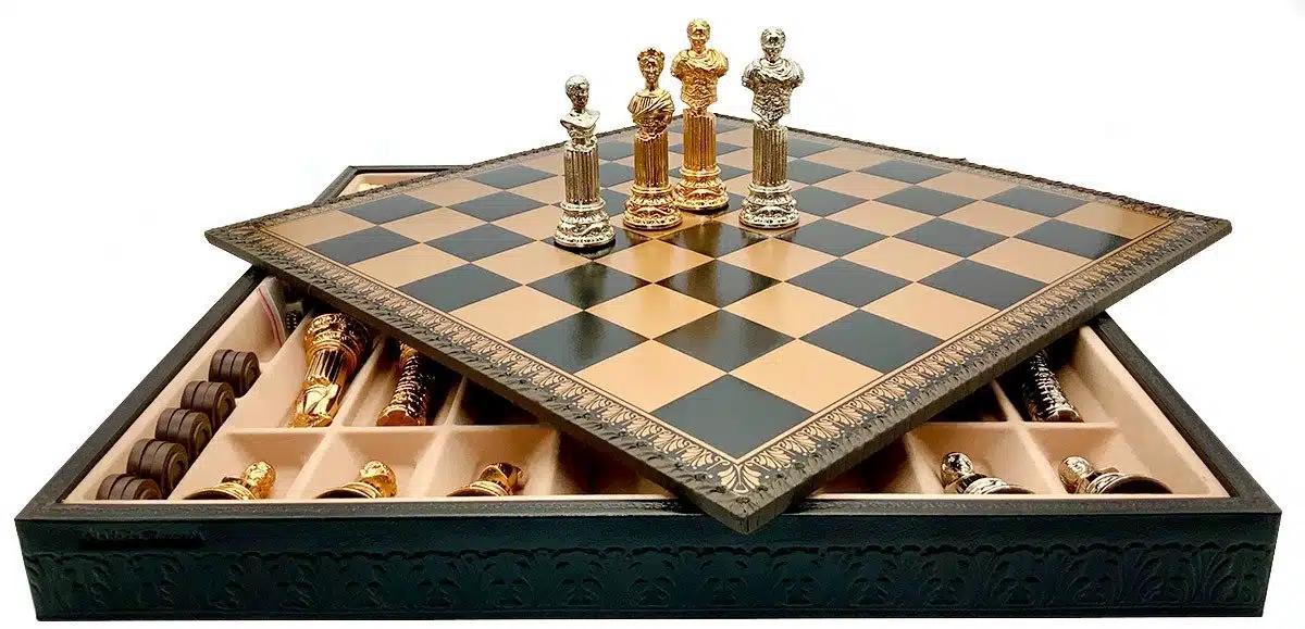 Set Romeinse Rijk VI Schaakbord met Opbergruimte en Schaakspel - Afbeelding 2