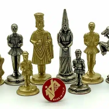 Camelot Koning Arthur XIII Set Schaakbord met Opbergruimte en Metalen Schaakspel - Afbeelding 6