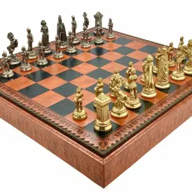 Set Mary Stuart VII Schaakbord met Opbergruimte en Schaakspel in Metaal