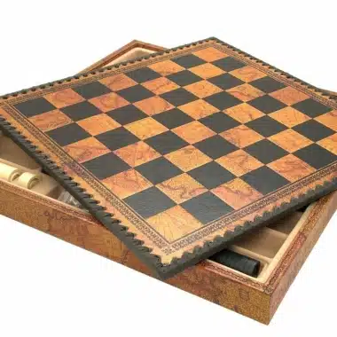 Schaakbord in Kunstleer Oude Wereld met Opbergvak