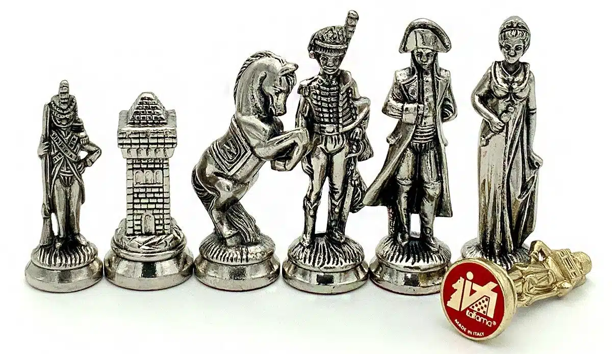 Groot Napoleon VII Set Schaakbord met Opbergruimte en Metalen Schaakspel - Afbeelding 13