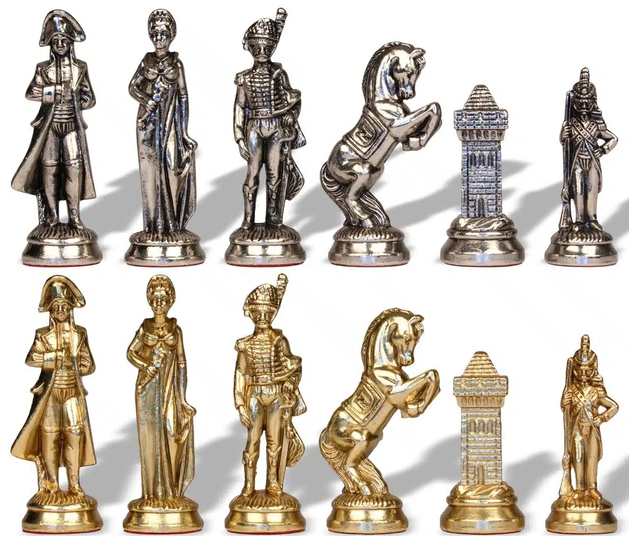 Groot Napoleon VII Set Schaakbord met Opbergruimte en Metalen Schaakspel - Afbeelding 12