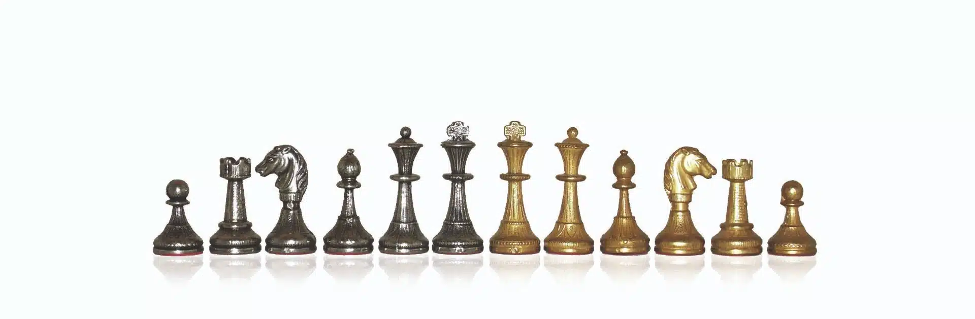 Set Mignon Flower III Schaakbord op Voet in Massief Hout met Messingeffect en Schaakspel in Massief Metaal - Afbeelding 9