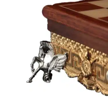 Alternative view of Schaakbord op Poten van Verguld Metaal en Massief Hout met Opbergvak