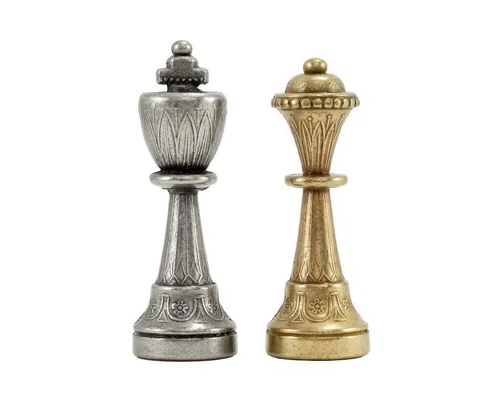 Staunton Mix VI Set met Bruin Schaakbord met Opbergruimte en Metalen Schaakstukken - Afbeelding 11