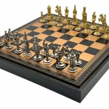 Camelot King Arthur XIV Set Schaakbord met Opbergruimte en Metalen Schaakspel