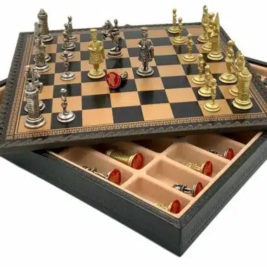 Alternative view of Camelot King Arthur XIV Set Schaakbord met Opbergruimte en Metalen Schaakspel
