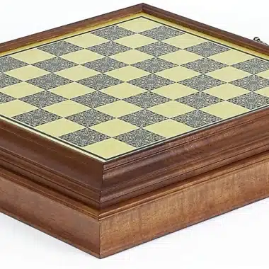 Houten Schaakbord met Messingeffect en Opbergvak