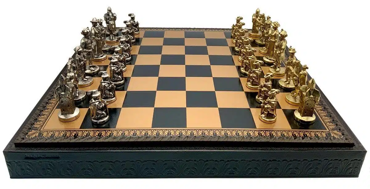 Set Lanzichenecchi II Zwart Schaakbord met Opbergruimte en Schaakspel in Metaal - Afbeelding 4
