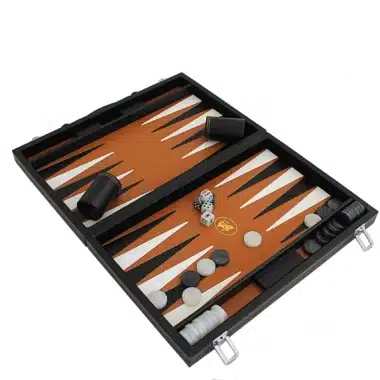 Elegant Backgammon van Italiaans Kunstleer – Opvouwbaar en Magnetisch Reisspel