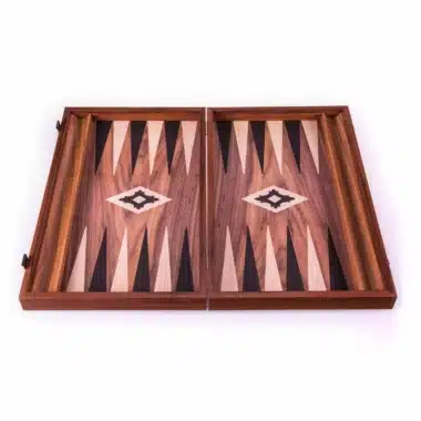 Backgammon van Gelaagd Hout Notenhouteffect met Zijsteunen