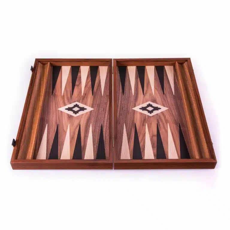Backgammon van Gelaagd Hout Notenhouteffect met Zijsteunen