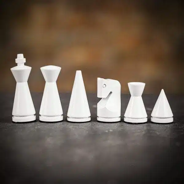 Schaakspel "Modern Piramide" in Zwart-Wit Gelakt Hout - Afbeelding 4