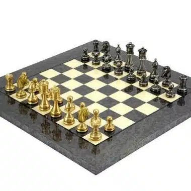 Set Perzisch II Schaakbord van Esdoornhout & Schaakspel van Massief Messing