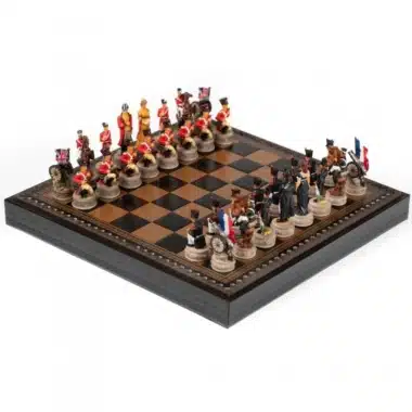 Alternative view of Set Slag bij Waterloo III Schaakbord in Kunstleer met Opbergruimte & Schaakspel van Handgeschilderde Resin