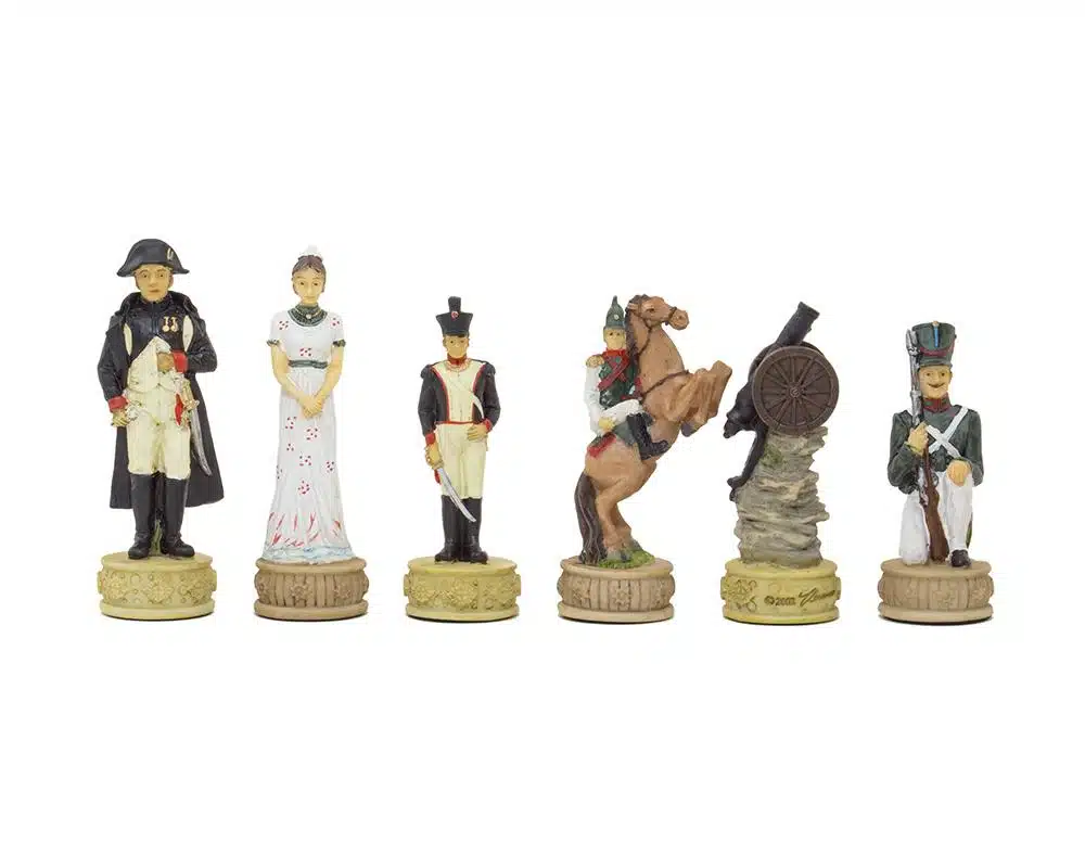 Napoleon Russische Veldtocht II Set Schaakspel in Kunsthars en Kunstleren Schaakbord Zwart - Afbeelding 14