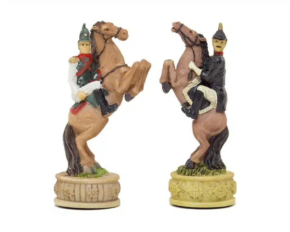 Napoleon Russische Veldtocht II Set Schaakspel in Kunsthars en Kunstleren Schaakbord Zwart - Afbeelding 17