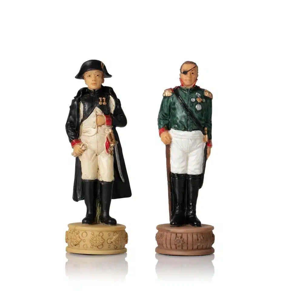 Napoleon Russische Veldtocht IV Schaakspel in Hars met Groen Kunstleren Schaakbord - Afbeelding 13