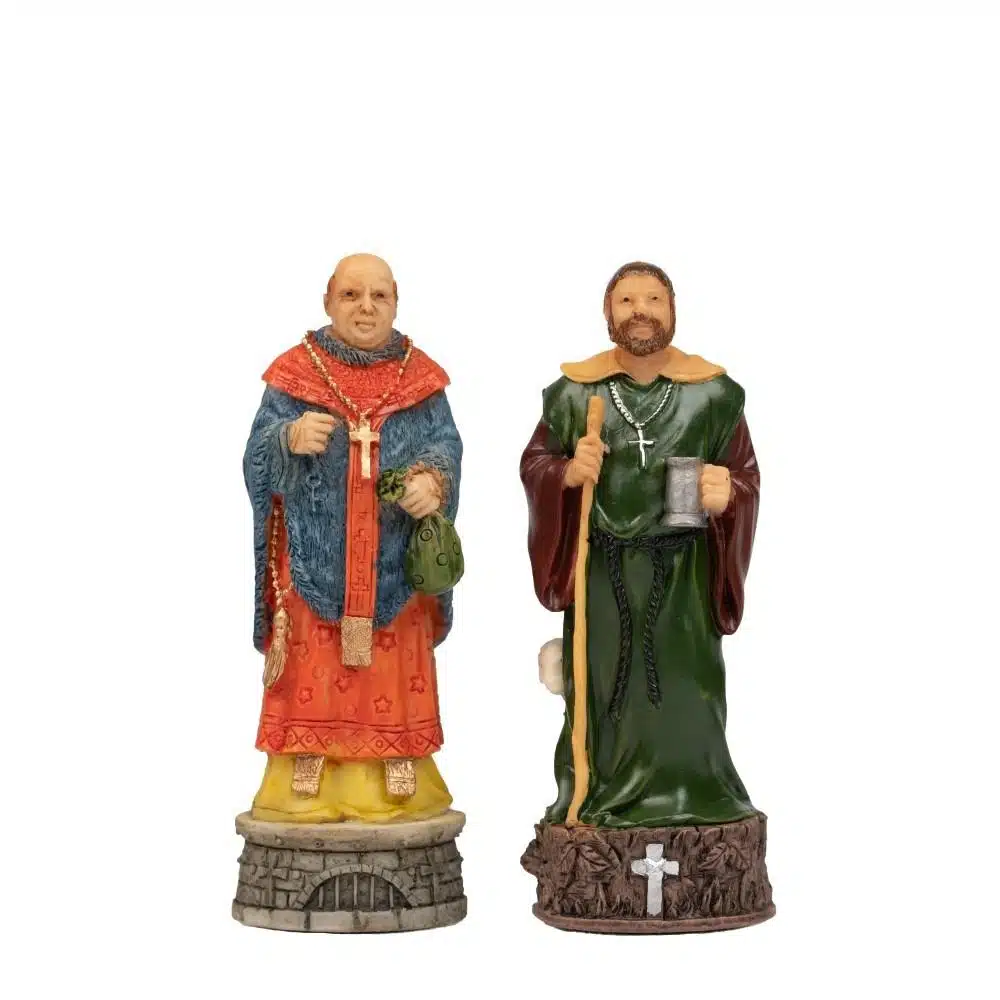 Set Robin Hood Schaakbord in Kunstleer & Handgeschilderd Schaakspel in Hars - Afbeelding 16