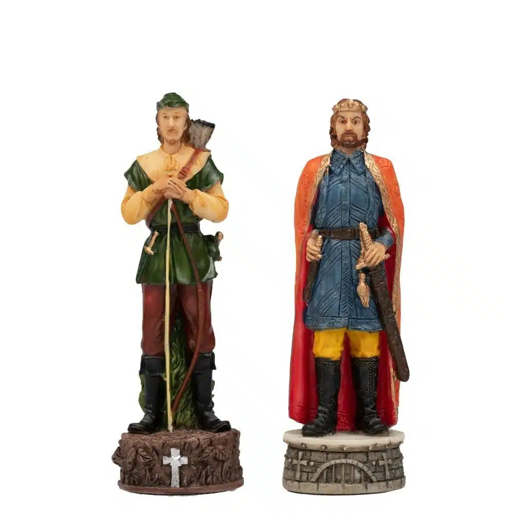 Set Robin Hood Schaakbord in Kunstleer & Handgeschilderd Schaakspel in Hars - Afbeelding 15