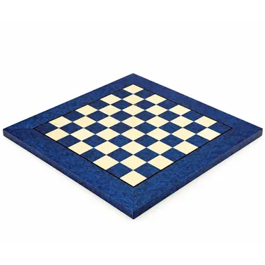 Schaakbord van blauw esdoornhout, algemeen perspectiefzicht