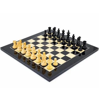 Compleet Fleur Noire schaakspel met esdoorn schaakbord en buxus stukken