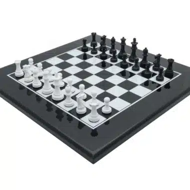 Compleet Modern Schaakspel Zwart-Wit in Hout