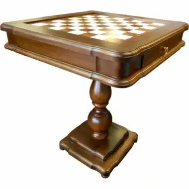 Klassieke Schaaktafel met Opbergvak in Bruyèrehout en Beukenhout