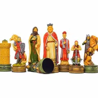 Schaakspel Camelot, alle stukken met gedetailleerde toren en paarden