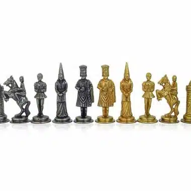 Camelot Koning Arthur XIII Set Schaakbord met Opbergruimte en Metalen Schaakspel - Afbeelding 15