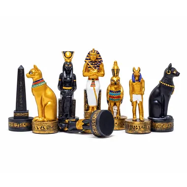 Schaakstukkenset Oud-Egypte met zichtbare viltvoet