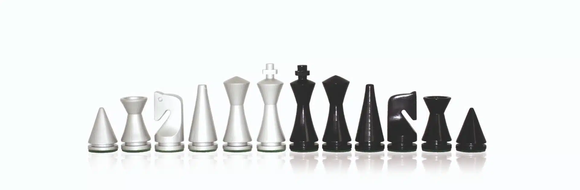 Set Piramide Modern Zwart Schaakbord in Massief Zwart Gelakt Hout & Schaakspel in Massief Zwart en Wit Gelakt Hout - Afbeelding 9