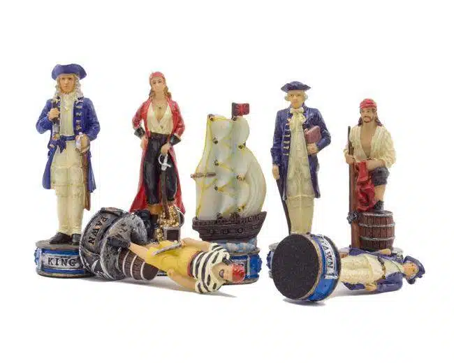 Set Piraten III Schaakbord in Kunstleer en Schaakspel van Handbeschilderde Hars - Afbeelding 6