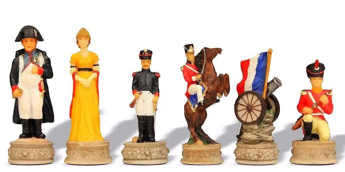 Historisch Schaakspel Slag bij Waterloo met Rozenhouten Schaakbord met Opbergruimte - Afbeelding 7