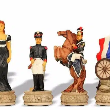 Alternative view of Historisch Schaakspel Slag bij Waterloo met Rozenhouten Schaakbord met Opbergruimte