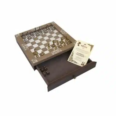 Alternative view of Arabesque Set Houten Schaakbord met Opbergla en Metalen Staunton Schaakstukken