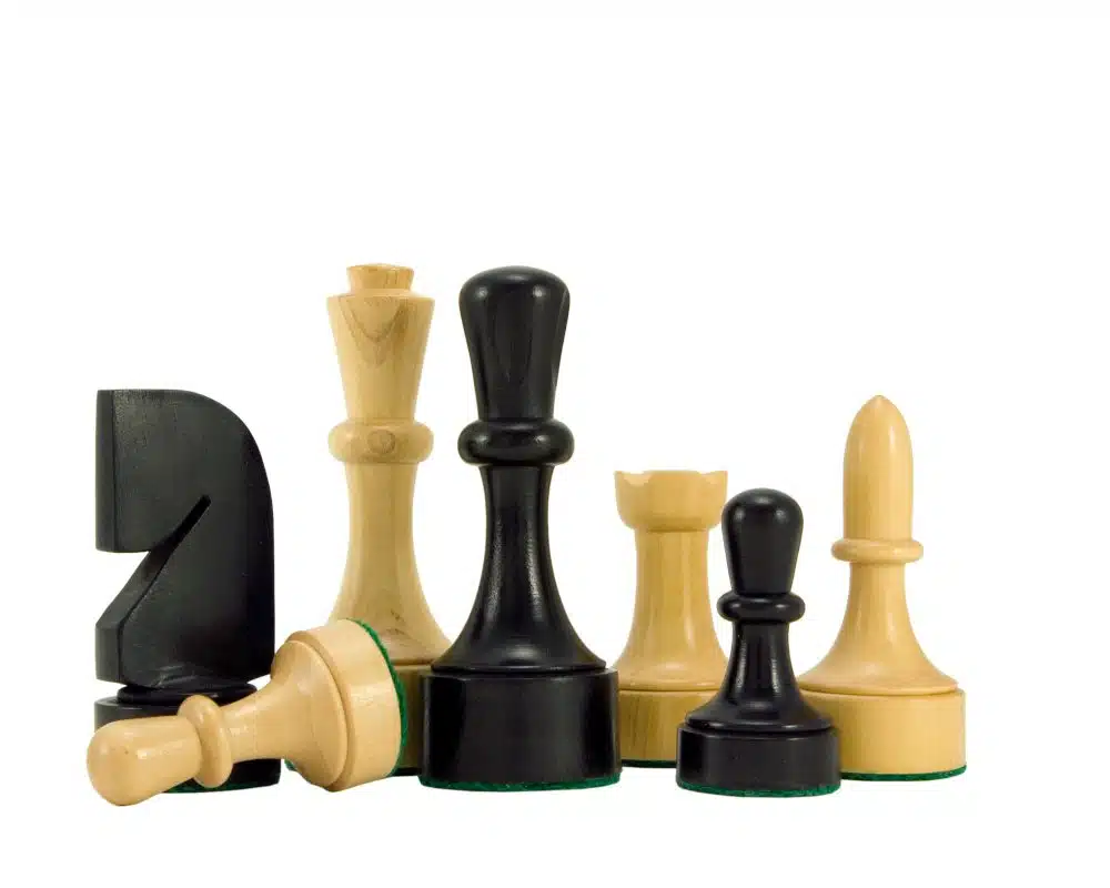 Jeu d'échecs Contemporain - Échiquier en bois d'Anegre noir et Erable & Pièces en Bois de Buis