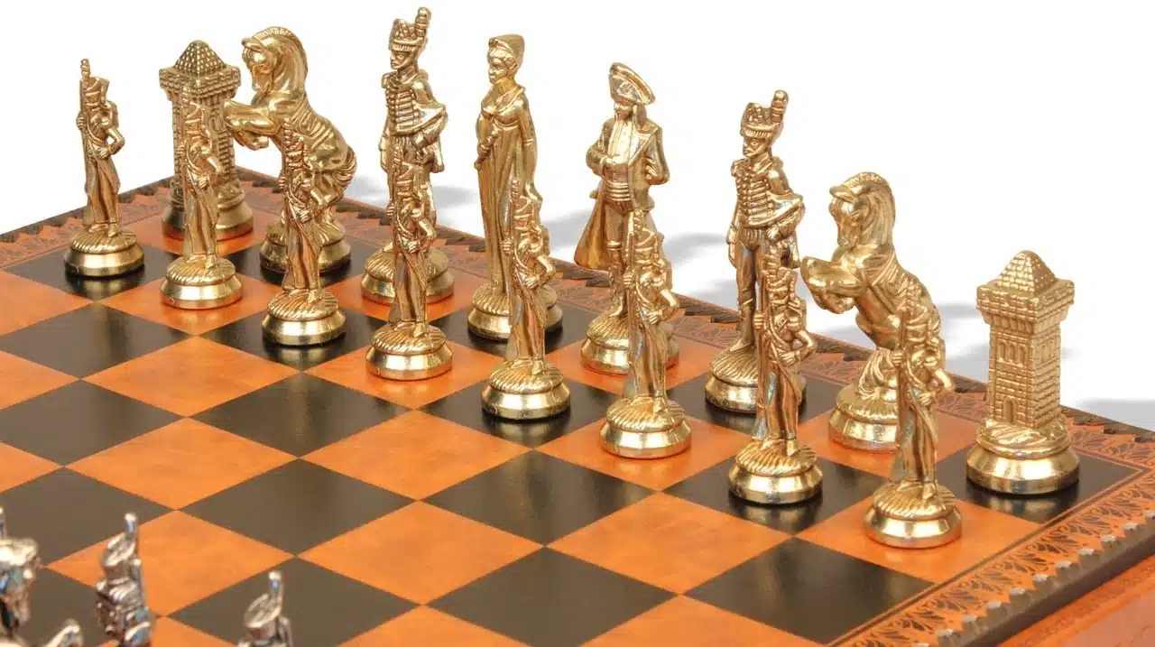 Groot Napoleon VII Set Schaakbord met Opbergruimte en Metalen Schaakspel - Afbeelding 7