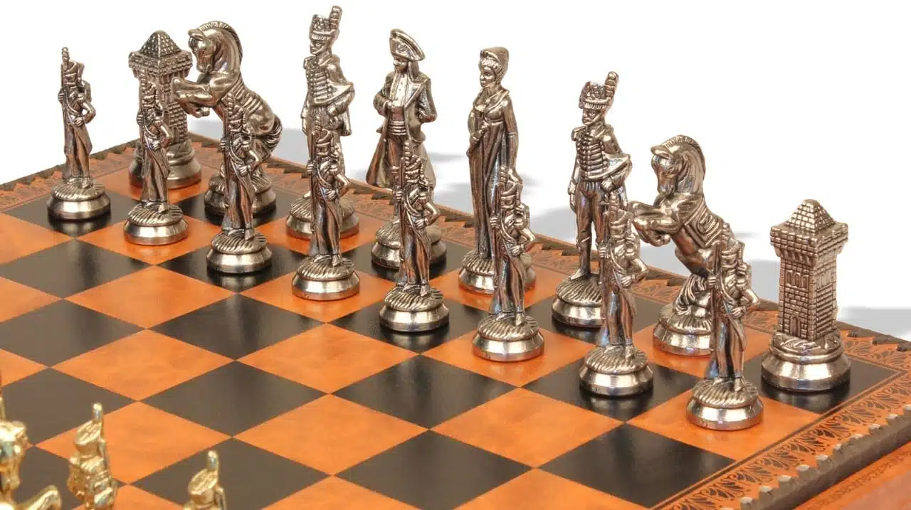 Groot Napoleon VII Set Schaakbord met Opbergruimte en Metalen Schaakspel - Afbeelding 6
