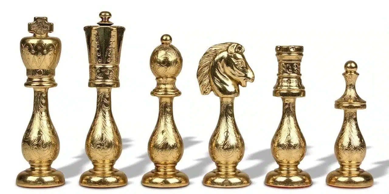 Schaakspel Arabesque - Schaakbord - Backgammon en Dammen in Kunstleer & Metalen Schaakstukken - Afbeelding 4